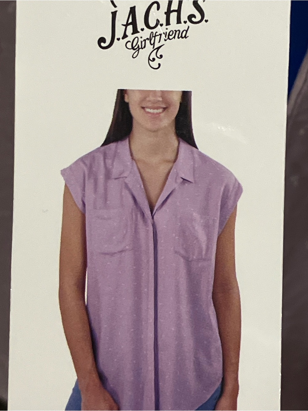 NWT - JACHS Girlfriend Lavender Cap-Sleeve Button-Front Blouse